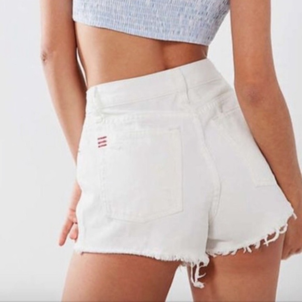 BDG high rise girlfriend shorts white